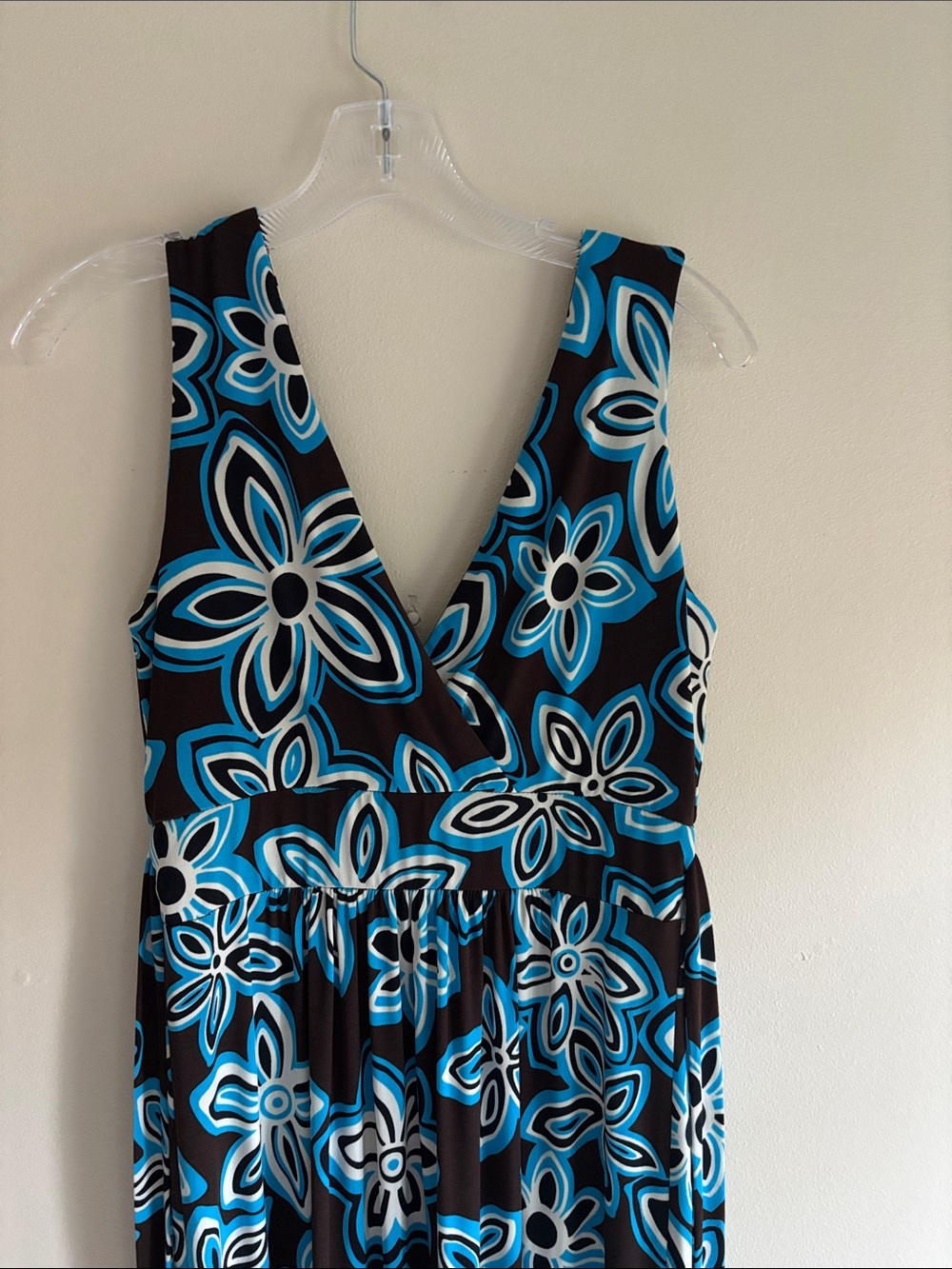 Lily Black Maxi Dress with Blue Floral Print